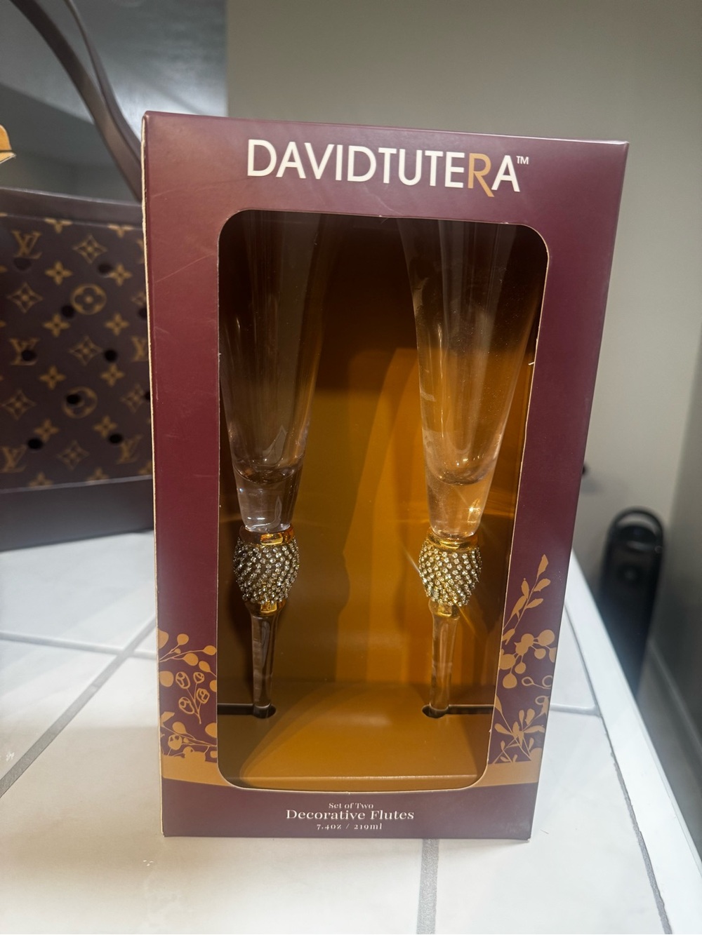 David Tutera Decorative Champagne Flutes - Gold Accents